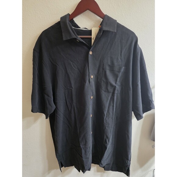 Tommy Bahma San Clemente Camp Shirt 100% Silk Textured Black Size XL NWT! - Picture 1 of 9